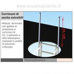 Corrimani di uscita estraibili per scale modulari con gabbia. Corrimani di uscita estraibili per scale modulari con gabbia.