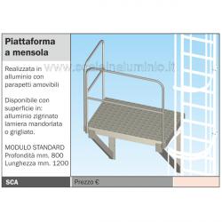 piattaforma a mensola per scala con gabbia di protezione