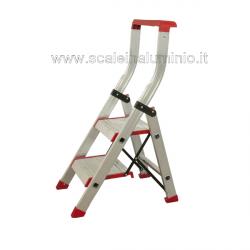 Sgabello in alluminio 2 gradini con vaschetta