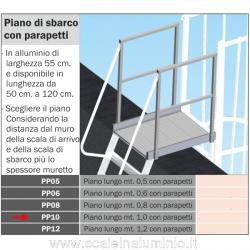 Piano di sbarco lungo 1 mt. per scale modulari con gabbia di protezione Piano di sbarco lungo 1 mt. per scale modulari con gabbia di protezione