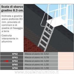 Scala di sbarco gradino 8.3 cm H. piano 1.04 mt. per scale modulari con gabbia  Scala di sbarco gradino 8.3 cm H. piano 1.04 mt. per scale modulari con gabbia