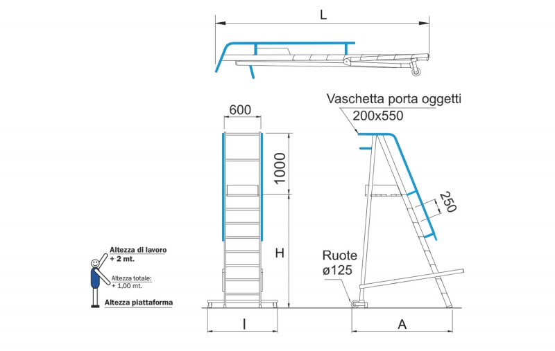 Scale a castello in alluminio pieghevole mod 6083 misure