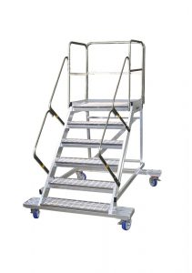 Scala a castello ikaro con 4 ruote da 150 mm senza sbarchi