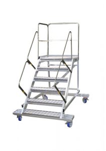 Scala a castello ikaro con 4 ruote da 150 mm sbarco laterale