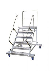 Scala a castello ikaro con 4 ruote da 150 mm doppio sbarco laterale