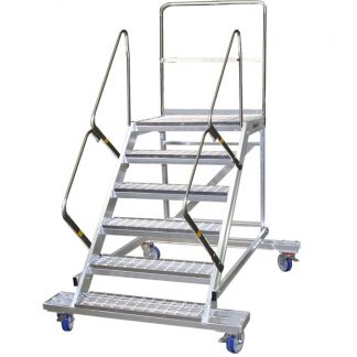 Scala a castello ikaro con 4 ruote da 150 mm doppio sbarco laterale