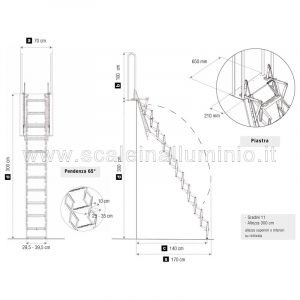 Scala retrattile per soppalchi composizione