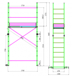 Trabattello alluminio multiposizione trasformabile ESSTL misure