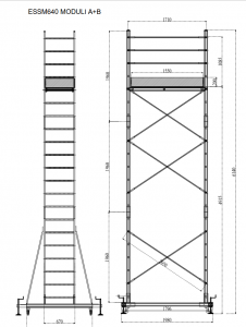 Trabattello alluminio multiposizione trasformabile essm misure