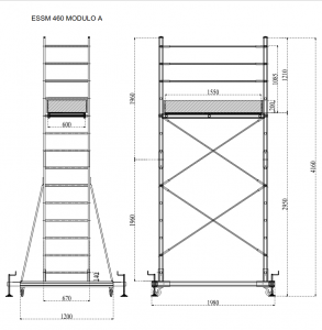 Trabattello alluminio multiposizione trasformabile essm misure